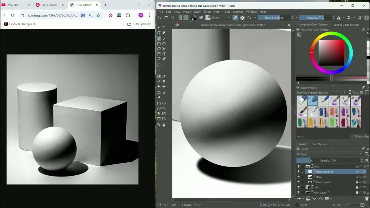 painting part Final - Krita (Speed-Painting) Still Life Cylinder Sphere Cube