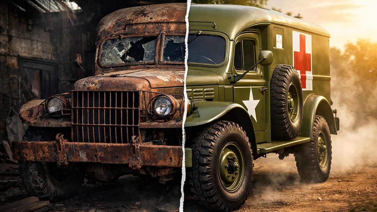 Rusted WW2 Army Ambulance Restored to Military Glory (Satisfying ASMR)