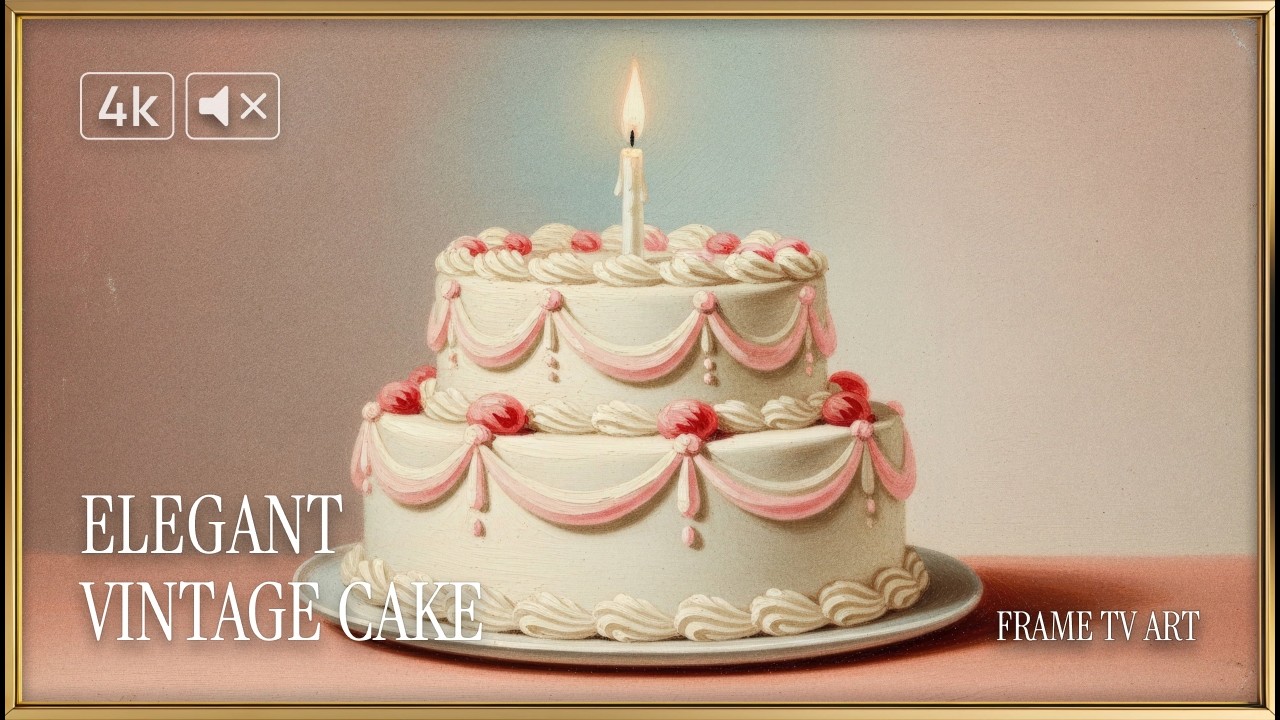 Frame TV Art Vintage Birthday Cake 4K | Rococo Still Life Painting | No Music 2 Hours