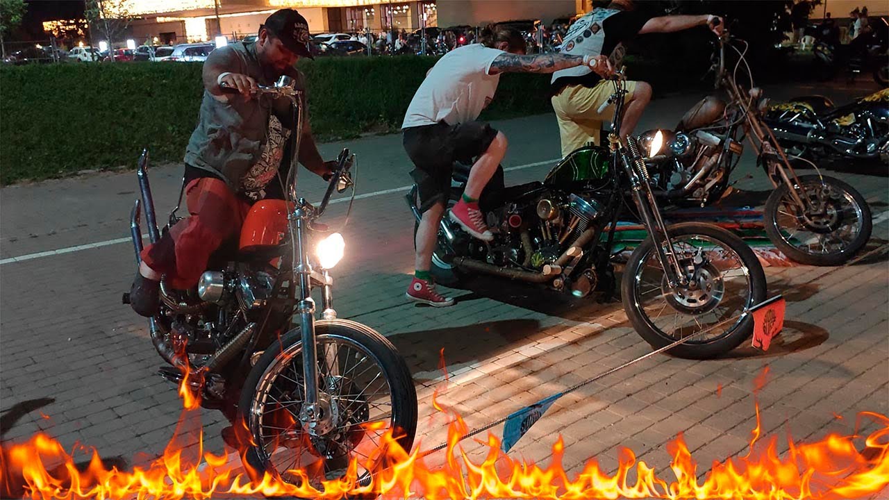 Суздаль Блюз Фест 2024:Одновременный ночной Kick Run четырёх Harley-Davidson - Кто быстрее?!