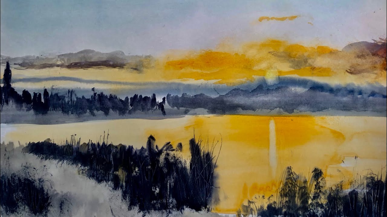 Black Friday - Watercolor sunrise landscape
