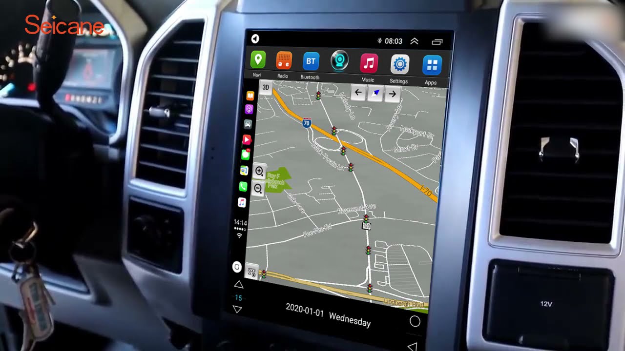 Carplay Android Auto Tesla Screen Radio for 2015-2020 Ford Mustang F150 | After Installation