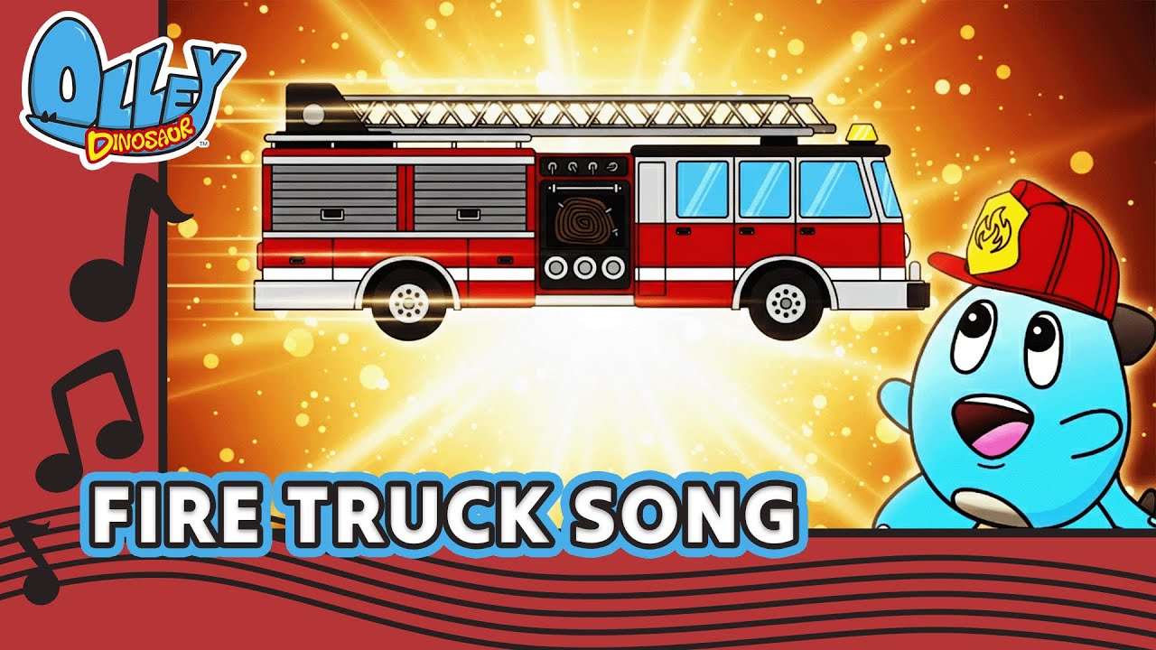 FIRE TRUCK SONG - Music Video | Olley Dinosaur | Learn Sing Explore | Educational Kids Songs
