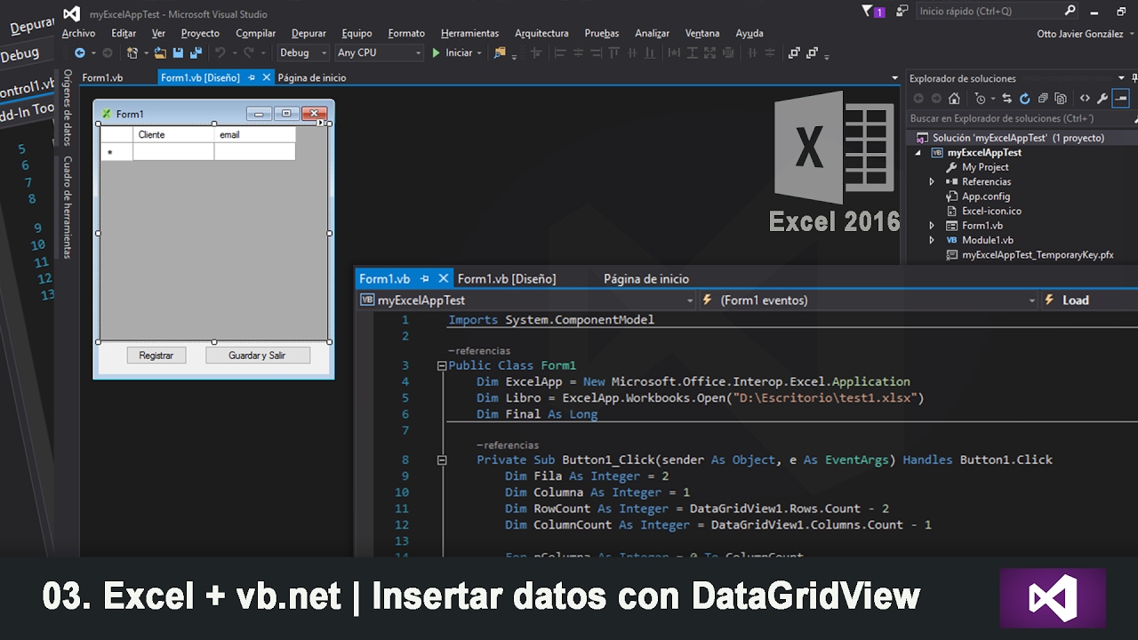 03. Excel + vb.net | Insertar datos con DataGridView