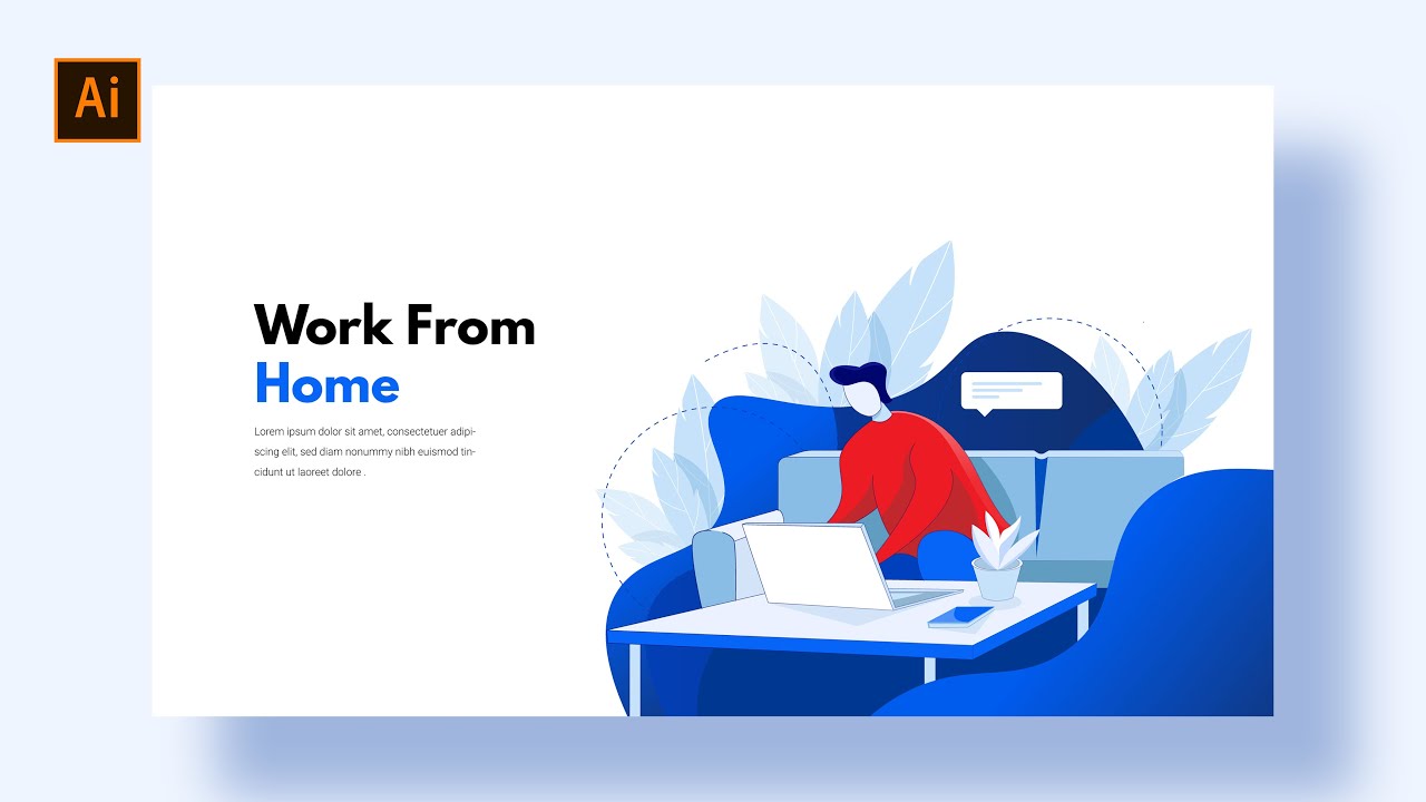Flat Illustration Working From Home |  Adobe Illustrator