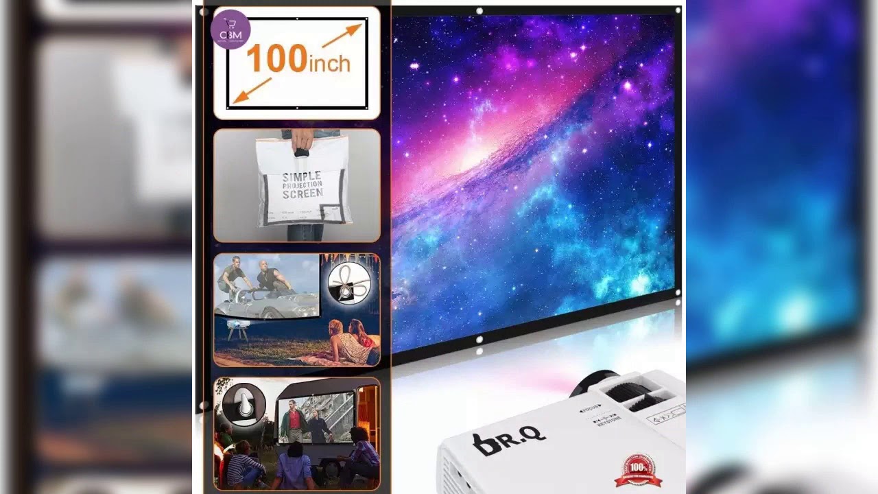 DR.Q HI-04 Projector with Projection Screen 1080P Full HD and 170'' Display Supported