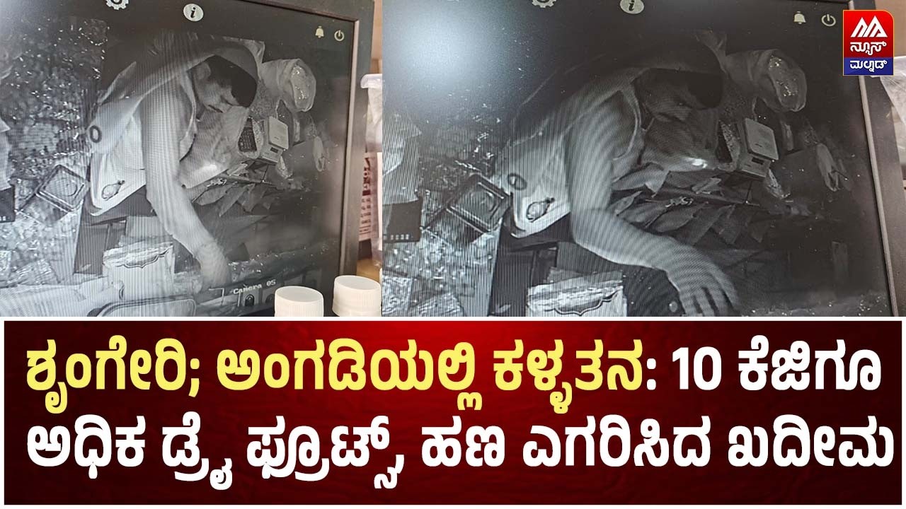 Theft | ಶೃಂಗೇರಿ ಅಂಗಡಿಯಲ್ಲಿ ಕಳ್ಳತನ 10 ಕೆಜಿಗೂ ಅಧಿಕ ಡ್ರೈ ಫ್ರೂಟ್ಸ್, ಹಣ ಎಗರಿಸಿದ ಖದೀಮ | NEWS MALNAD