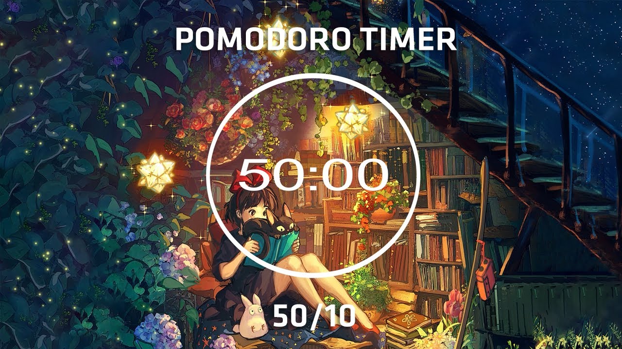 4-часовое обучение со мной | 50/10 Таймер Pomodoro - Lofi Mix - Night - 4 x 50 Min