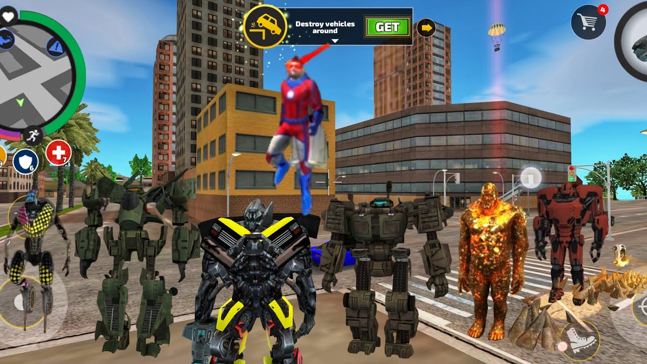 Rope hero vice town'da bütün robotları ve bütün süper kahramanları denedim