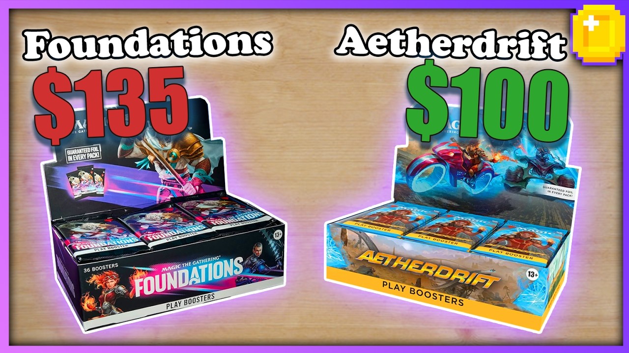 Which has more Rares/Mythics? Foundations VS Aetherdrift Play Booster Box Comparison