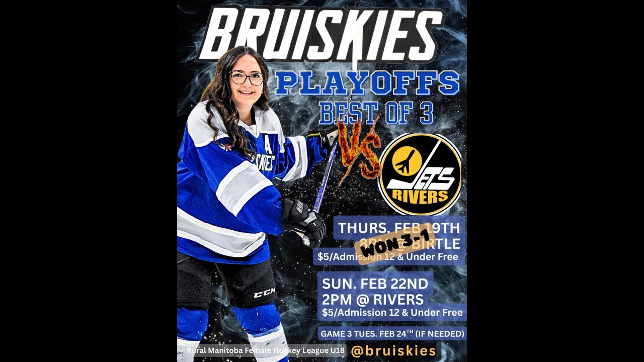 Game 2 Playoffs. Bruiskies at Rivers Jets. U18 Female Hockey