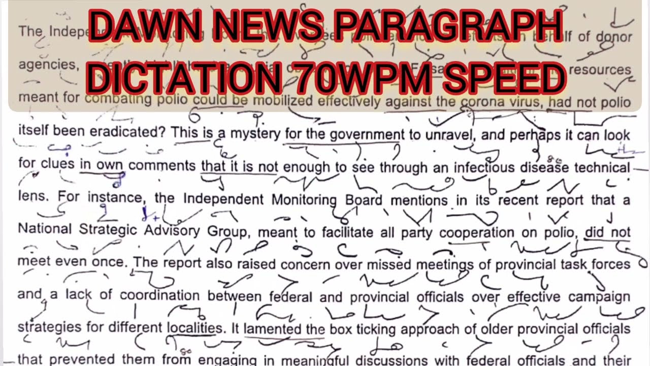 Dawn News Paragraph Dictation || 70wpm speed || Shorthand dic || Professional Stenography || pdf||