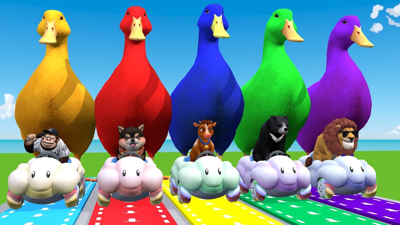 Long Slide Game With Cow Elephant Gorilla Hippopotamus Tiger 3d Animal Game Funny 3d Animals