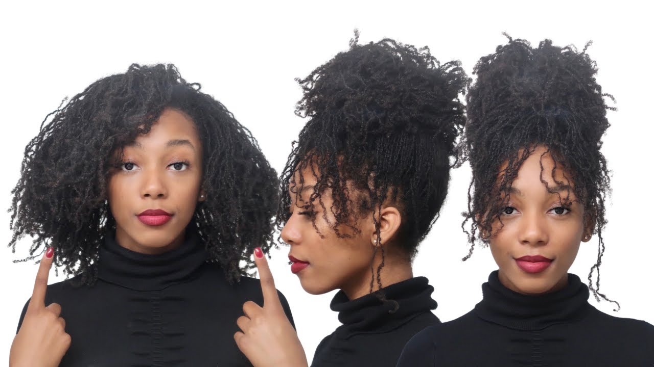 Небрежный пучок с челкой и искусственными волосами | Простая прическа Microlocs