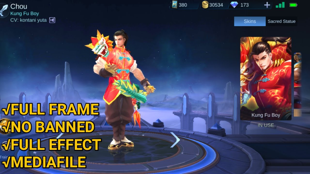 NEW SCRIPT SKIN CHOU DRAGON BOY FULL EFFECT PATCH POPOL & KUPA