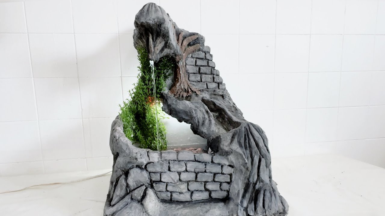 diy concrete tabletop waterfall fountain making