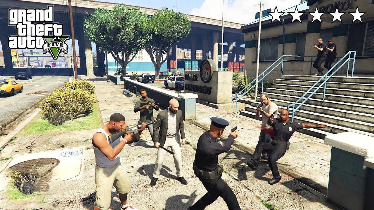 GTA 5 - Franklin, Lamar, Michael and Trevor's Five Star Escape (GTA V Funny Moments)