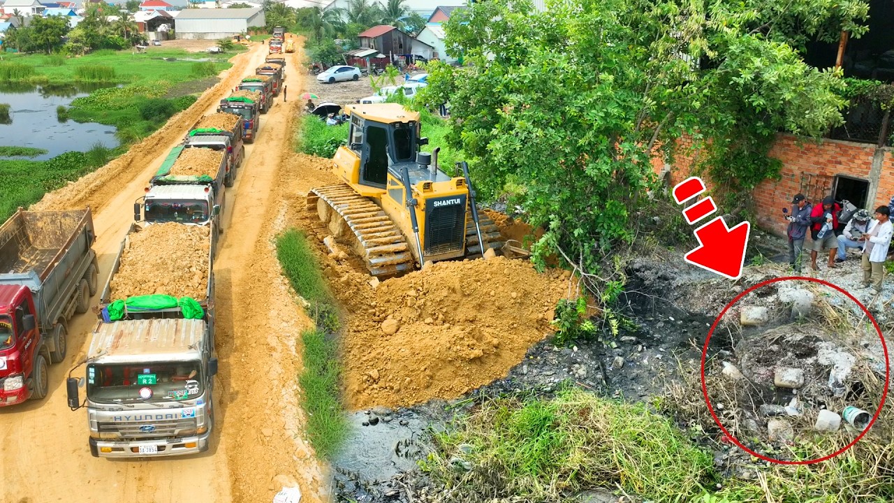 Professional driver uses SHANTUI DH-17C2 with 25.5T heavy duty truck to push soil 5 meters deep