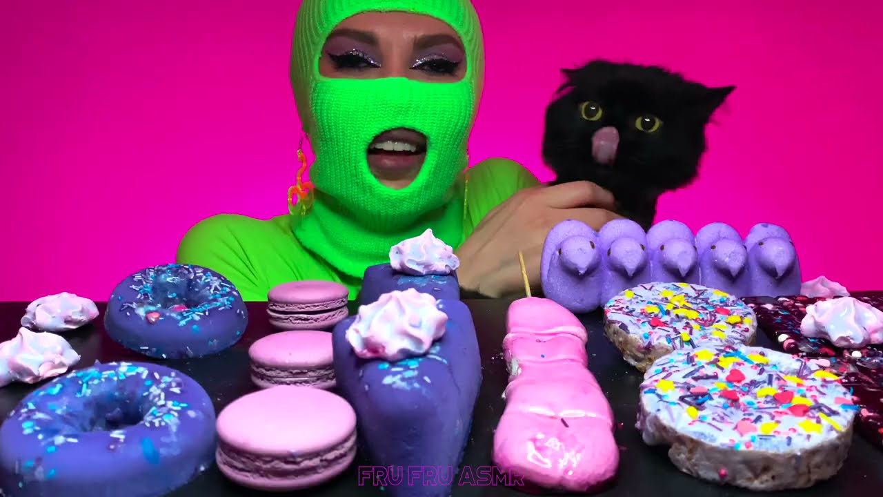 ASMR Purple Food | ASMR Peeps, ASMR Tanghulu, ASMR Jelly Donuts, ASMR Macarons | Fru Fru ASMR