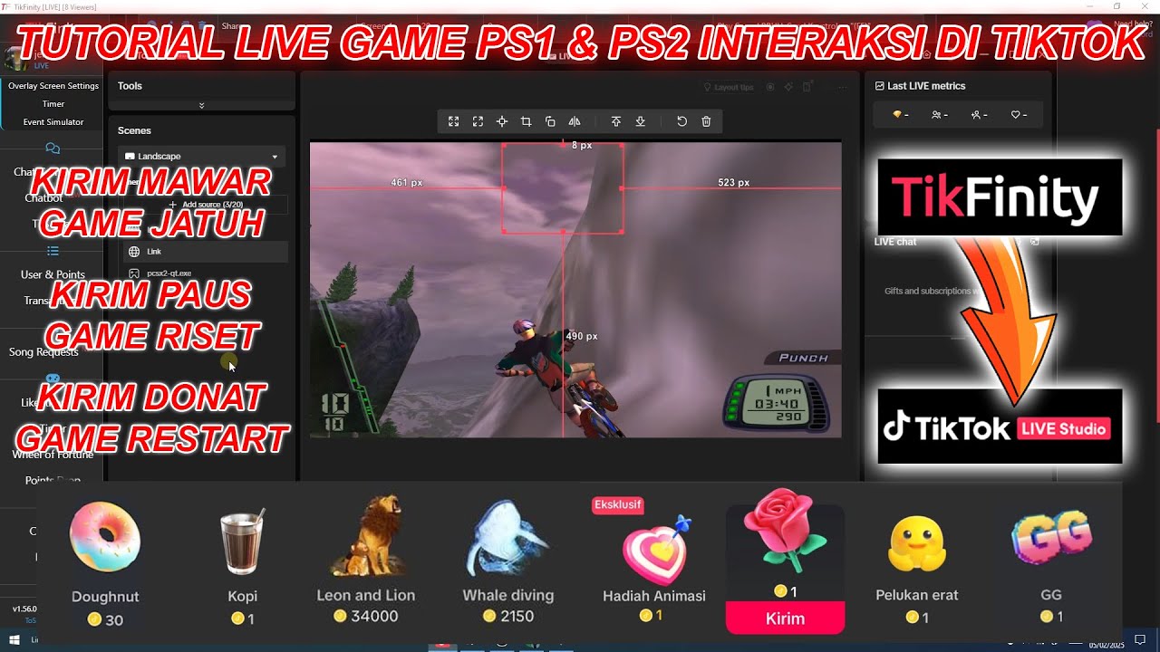 Tutorial Live Game PS1 & PS2 Interaksi di Tiktok - Tikfinity | Game Interactive Tiktok