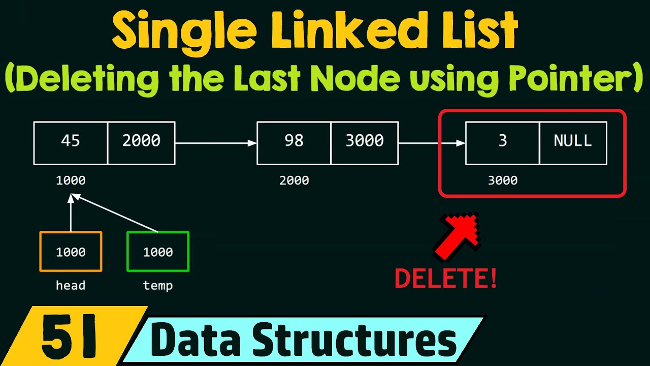 Single Linked List (Deleting the Last Node using Single Pointer)