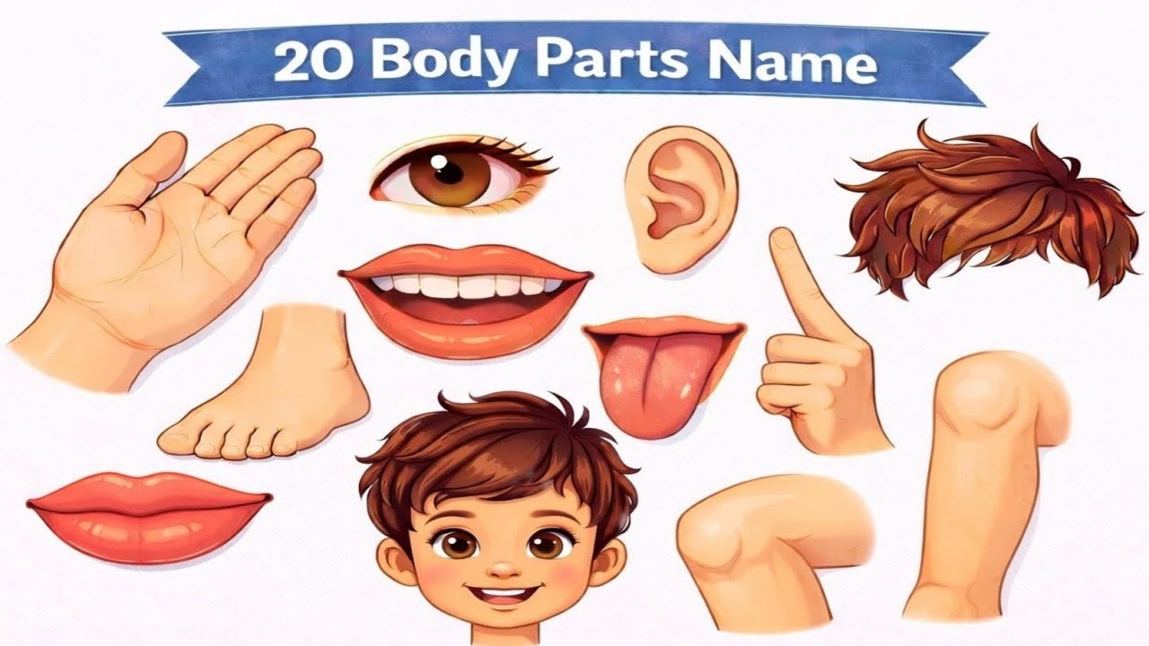 20 Body Parts Name for Kids | बच्चों के लिए 20 शरीर के अंगों के नाम। Body Parts Name ।