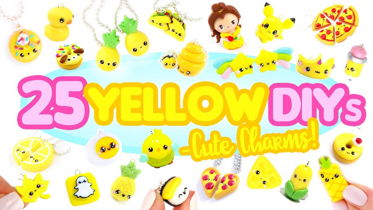 25 YELLOW DIY’s in CLAY -Cute Clay charms! - BIG Polymer Clay Compilation!