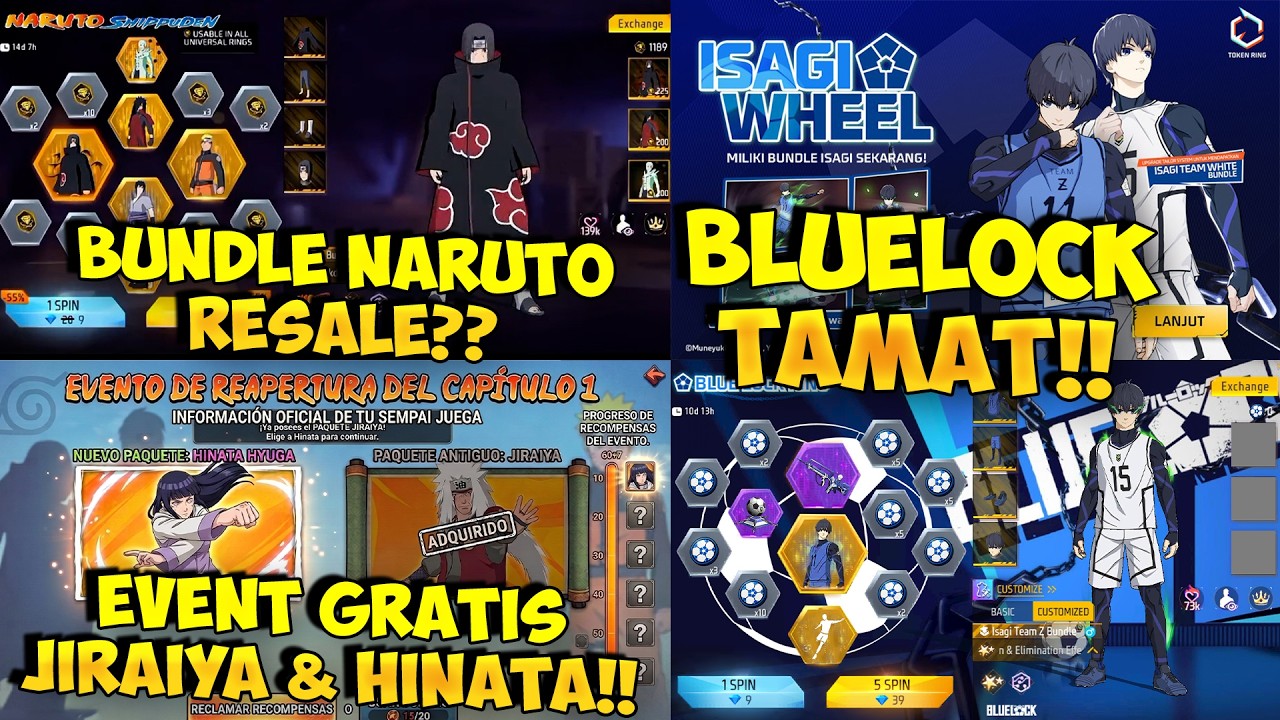 BUNDLE FF x NARUTO PADA RESALE ?? Bocoran Bundle Hinata Gratis & Event Bundle Isagi FF x Bluelock