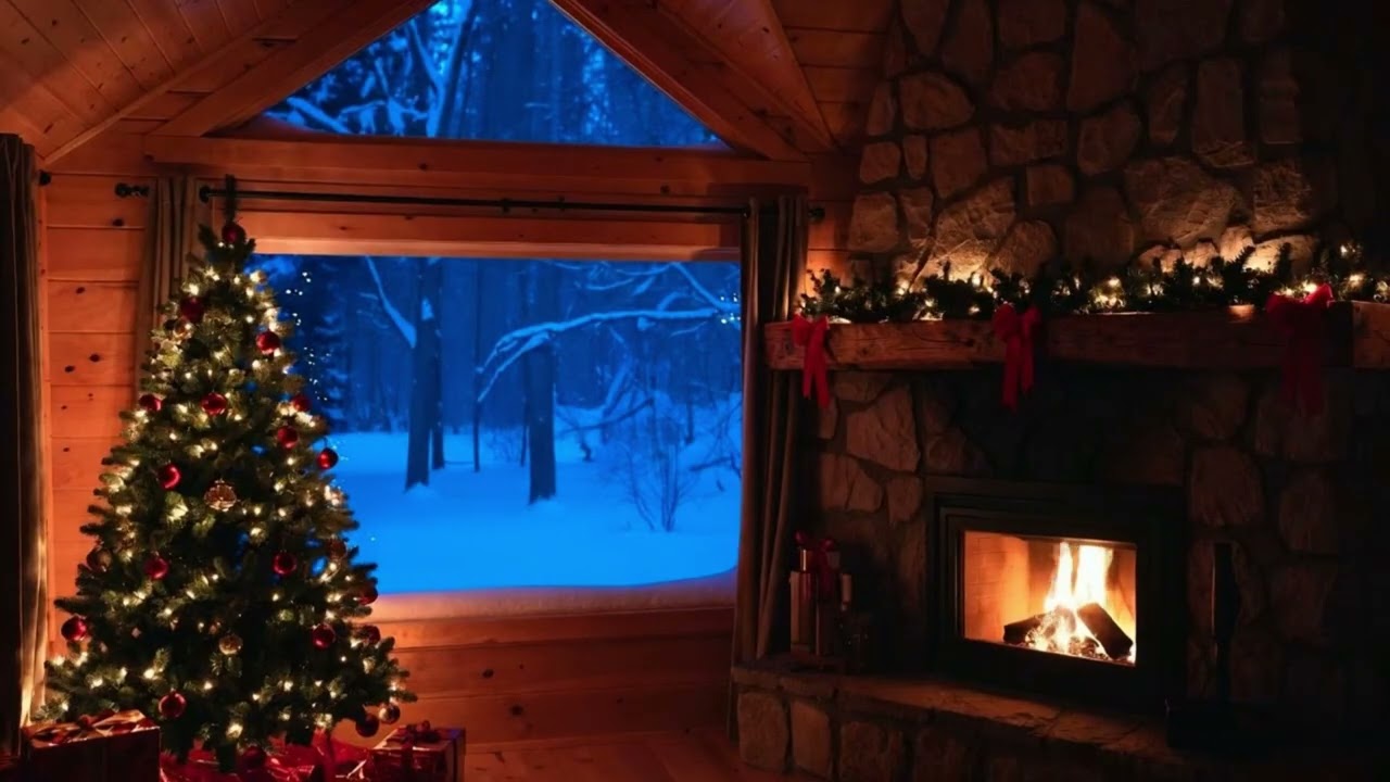 Cozy Christmas Cabin | Light Snowfall & Gentle Winter Ambience