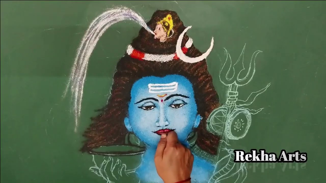 Easy महाशिवरात्री रांगोळी || Shiv ji /Mahadev Rangoli design✨सोमवार स्पेशल रांगोळी ☘️Simple Rangoli 