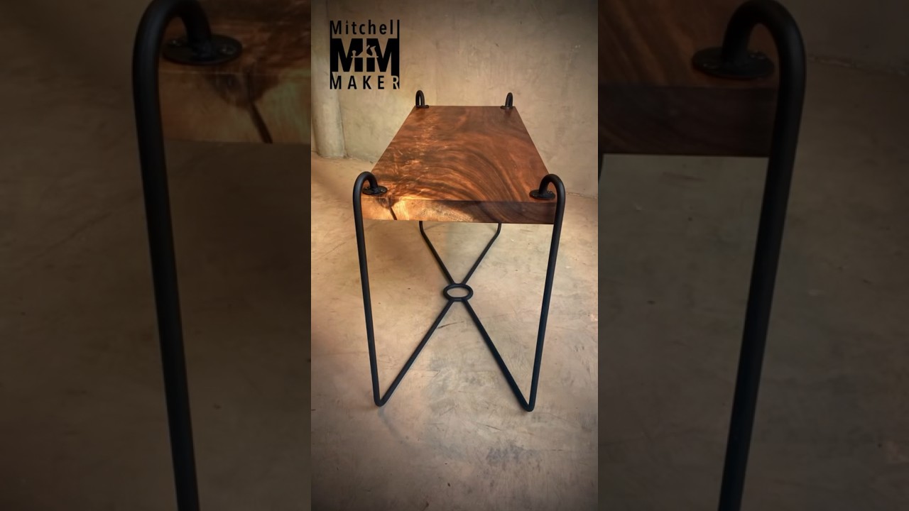 Crafting a Magical Side Table: Salvaged Steel & Reclaimed Wood! ✨#woodworking #shorts #short
