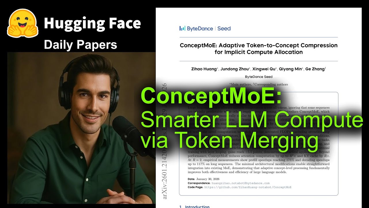 ConceptMoE: Smarter LLM Compute via Token Merging