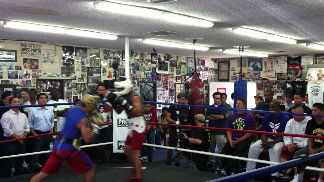 Kobe Bryant Watches Manny Pacquiao Sparring at Wildcard
