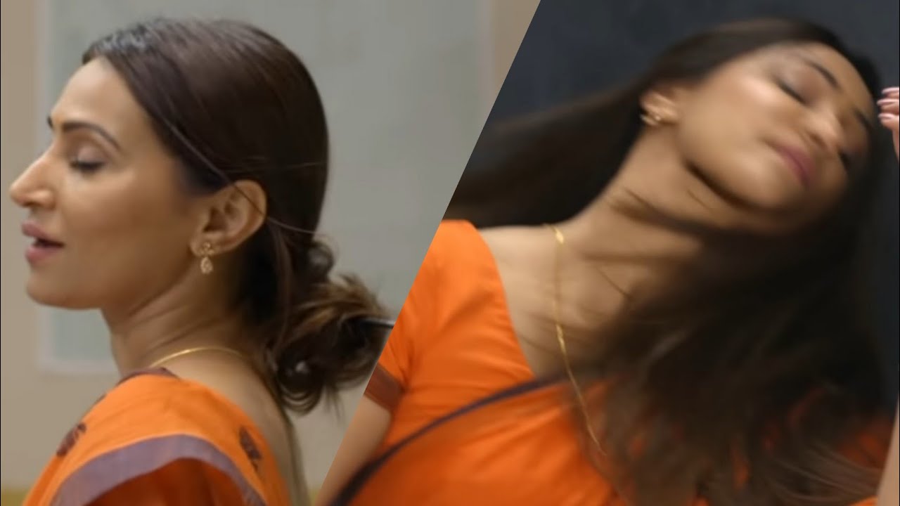 Teacher's hair stick falls out of her hair and her hair becomes open.Open hair looks very beautiful.