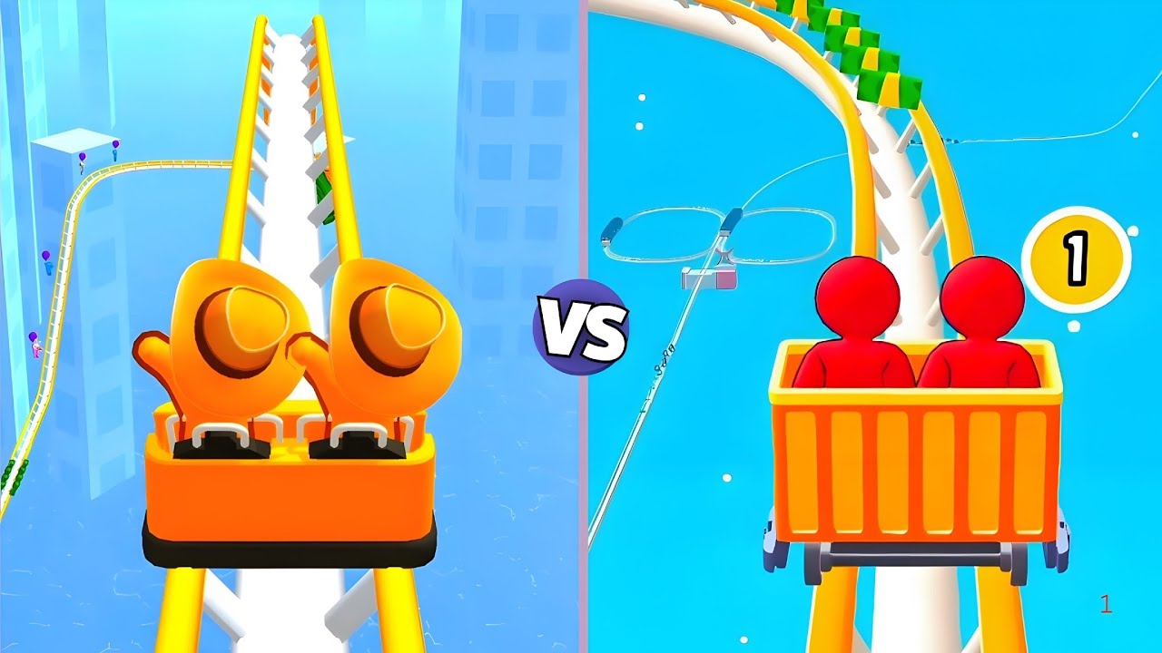 RUNNER COASTER 🟢 Vs ROLLERCOASTER RUN 3D 🔴 | DOUBLE GAME ANDROID,IOS