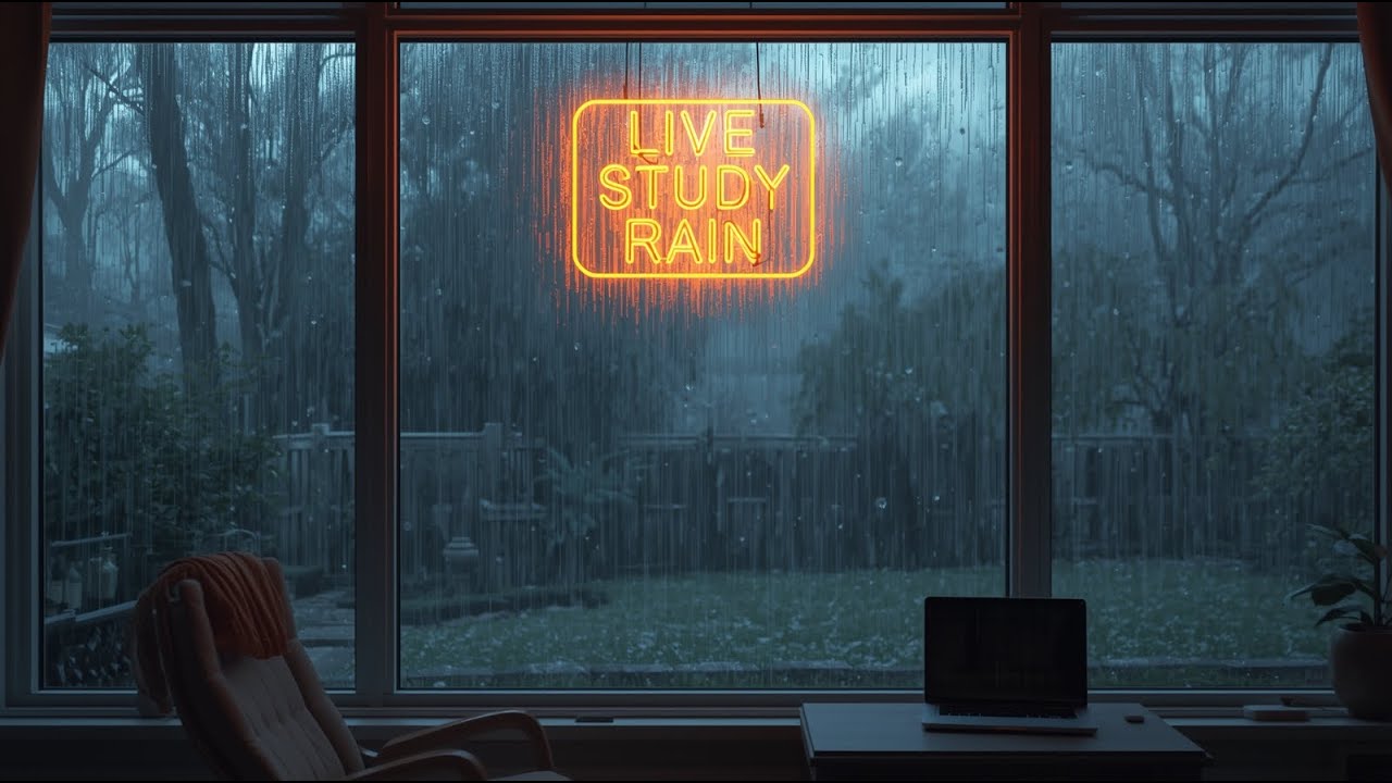 Tropical Rain Sounds for Studying & Focus 📚 Live Ambience from Backyard Window | White Noise