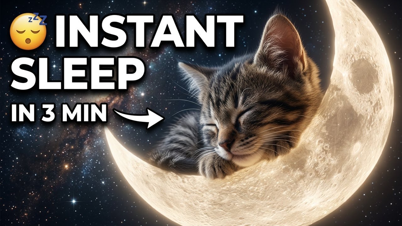 Baby Sleep Fast 😴 Cute Cat Moon Lullaby 🌙 Sleep Instantly in 3 Minutes 🎶 Soothing Bedtime Music