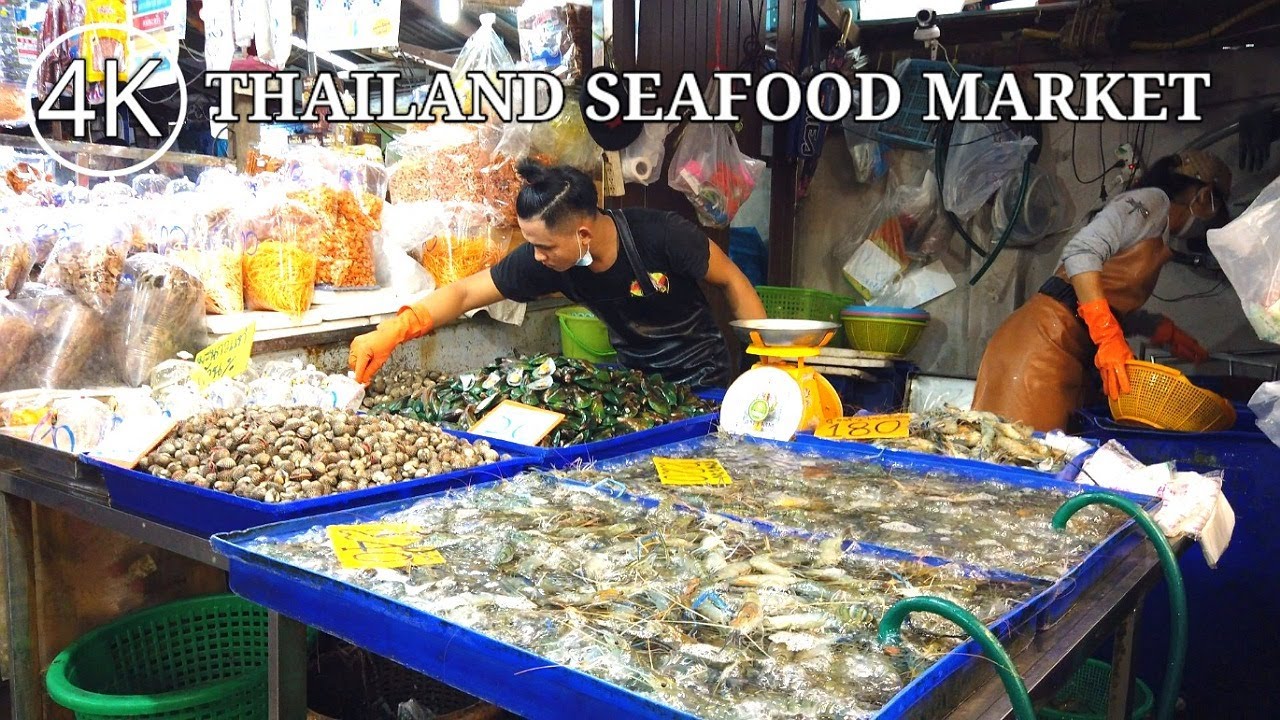 [4K] Thailand Seafood Market Walking Tour - Lan Po Naklua Pattaya