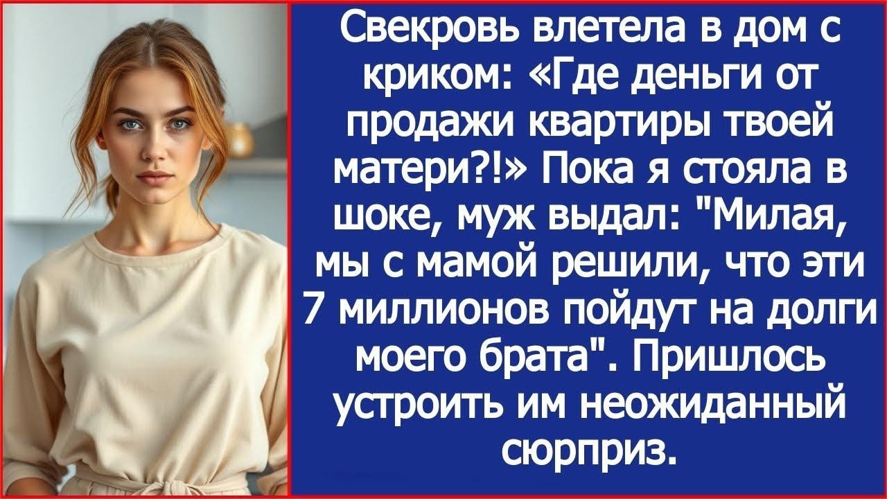Свекровь влетела в дом с криком  «Где деньги от продажи квартиры твоей матери !»