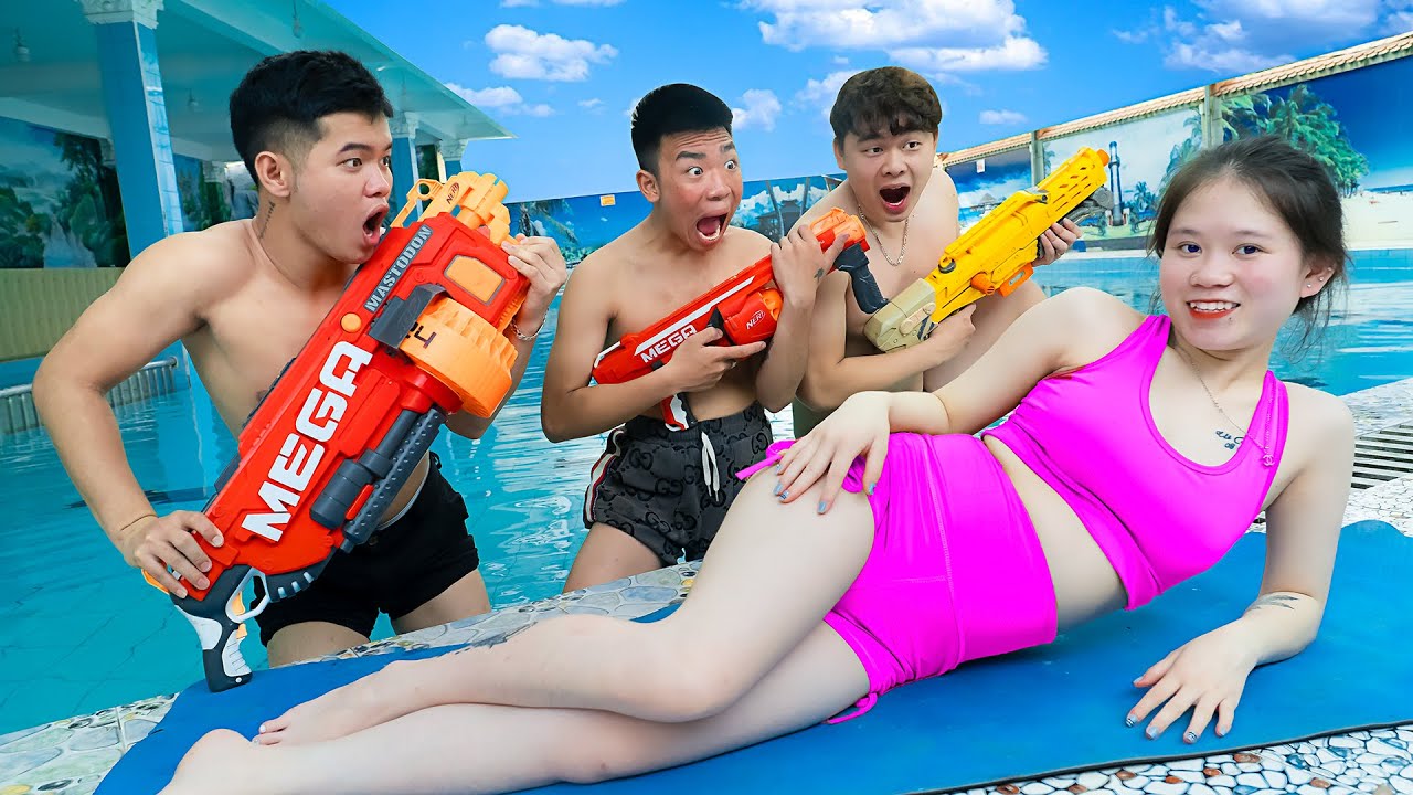 Top 5 Trending Funny Video Underwater BATTLE NERF Dr iGirl Nerf ATM TIKTOK POPULAR GIRL PRANK VTL