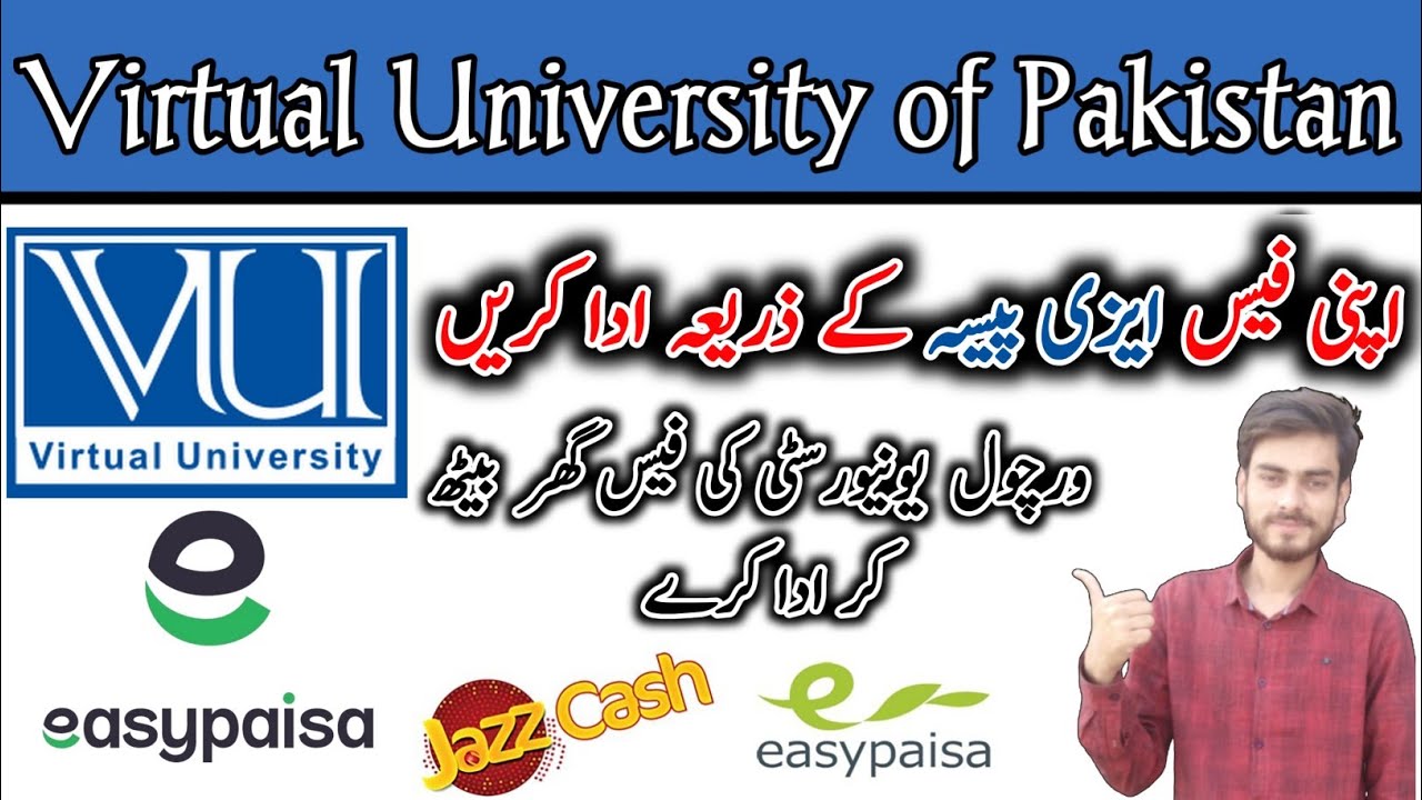 virtual university online fee payment through easypaisa app or jazzcash app | Vu fee online payment