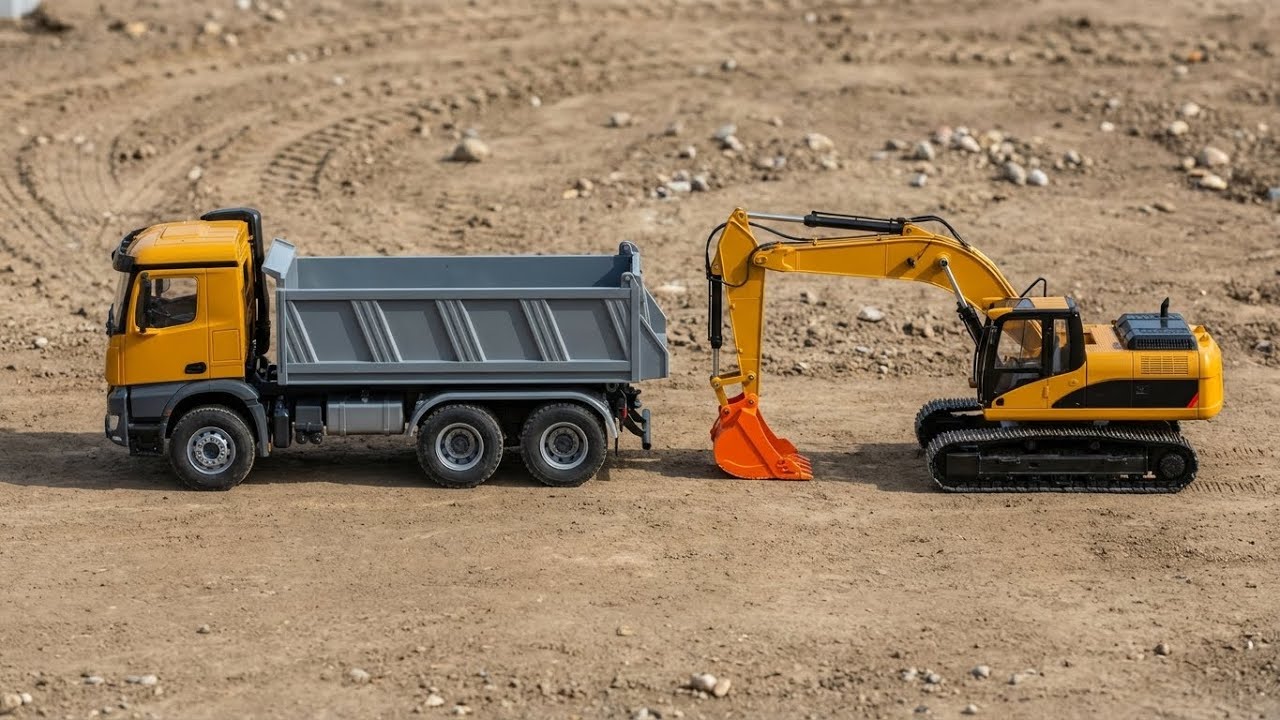 RC Dump Truck Extreme Load | Big Excavator Construction Site