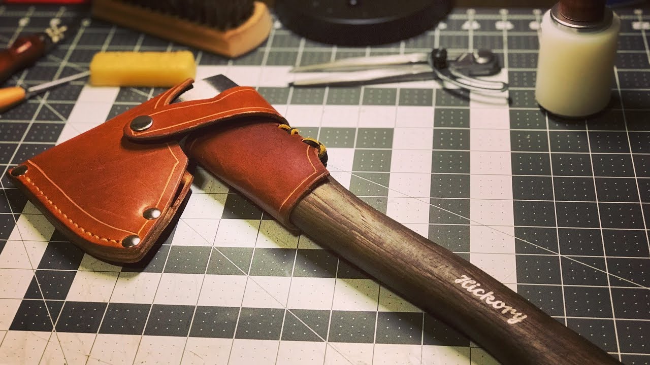 How to make a Leather Hatchet Sheath | Handmade Bushcraft Leather Axe Sheath