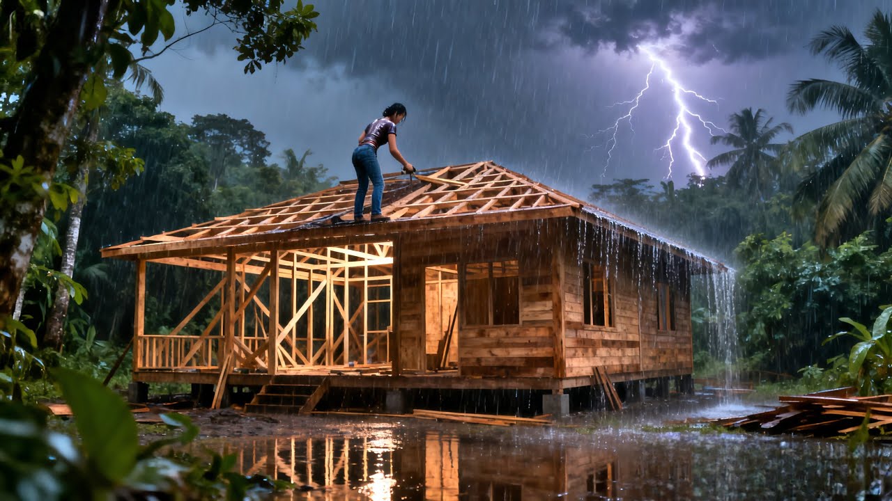 Unbelievable! The young woman built a two-story wooden house in the forest in just 197 days