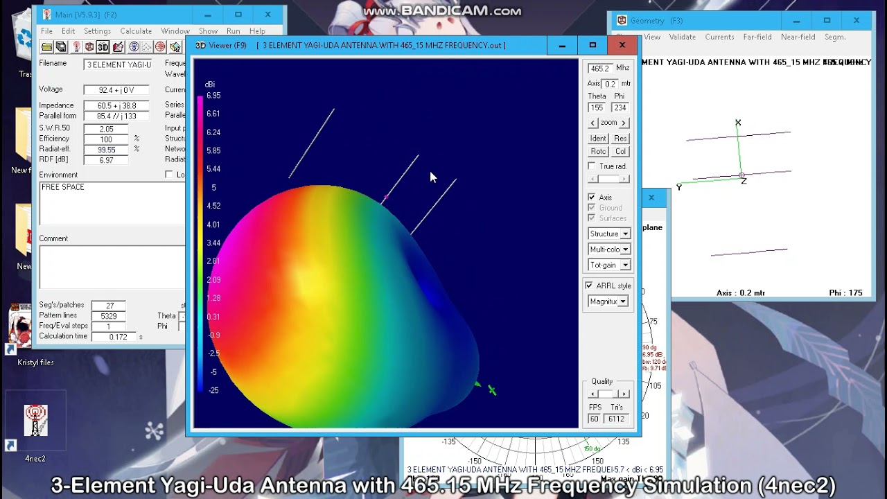 Yagi Antenna with 465 .15MHz Frequency | Using 4nec2 (Simulation and Optimization)|
