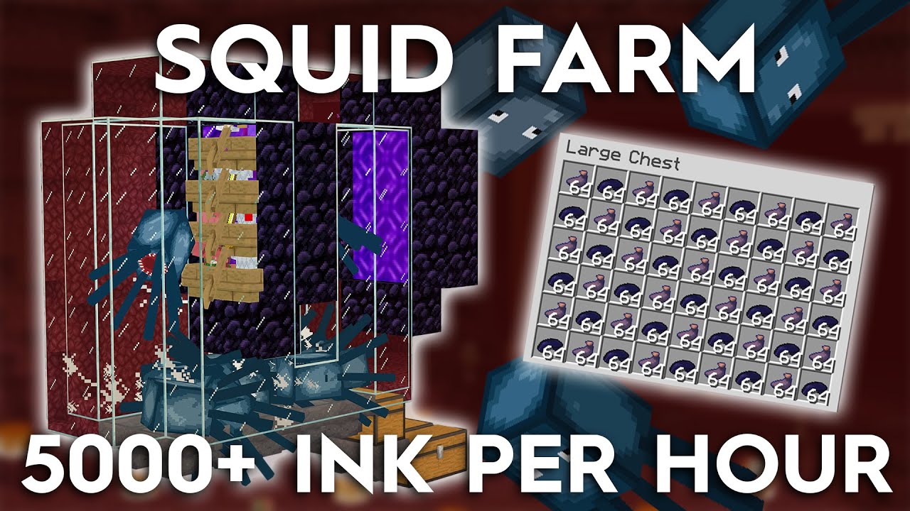 Minecraft Squid Ink Farm - 5000+ Ink Per Hour - Easy Build