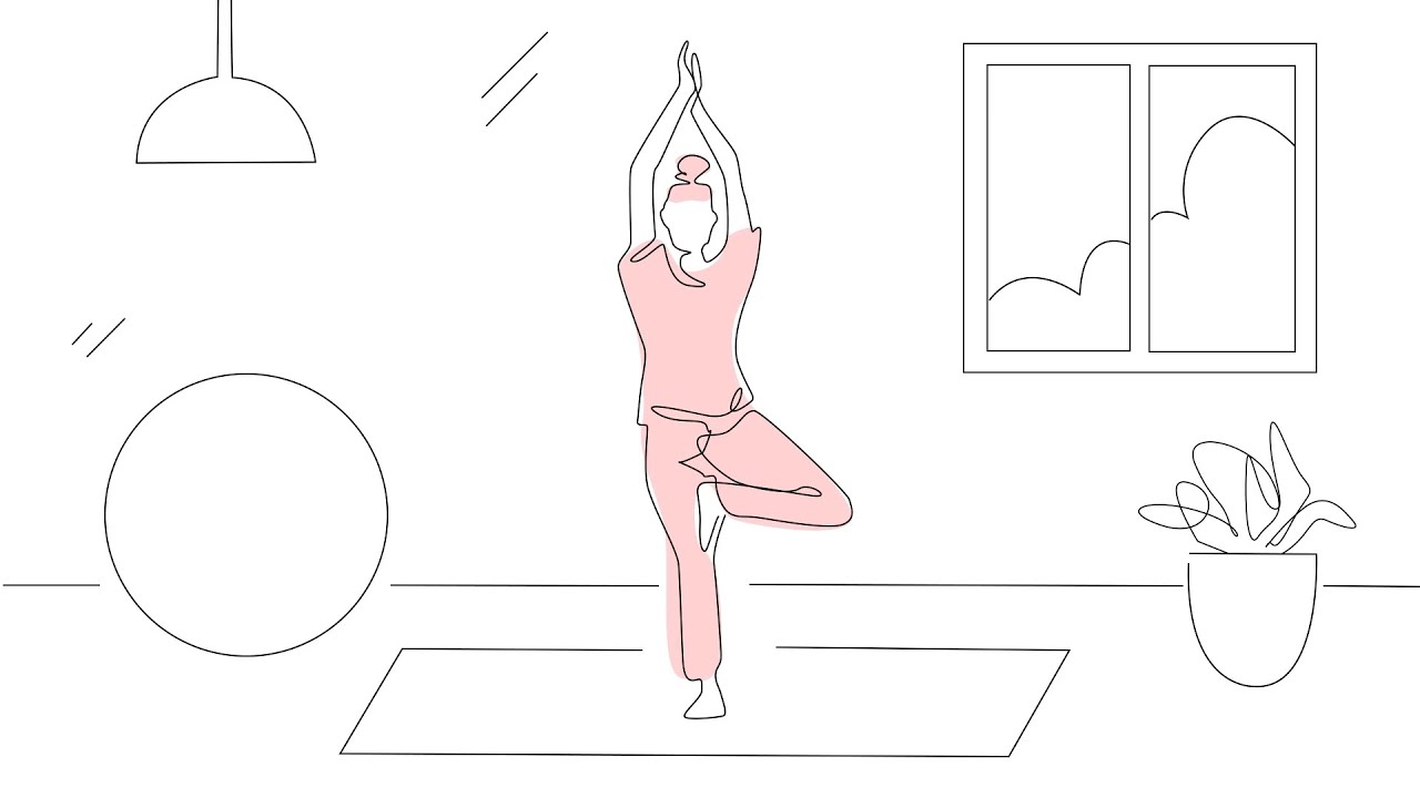 Yoga. Self-drawing one line art  Hand-drawn animation