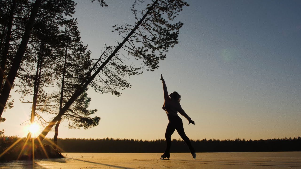Finland Winter wonderland - Figure skating on a natural pond