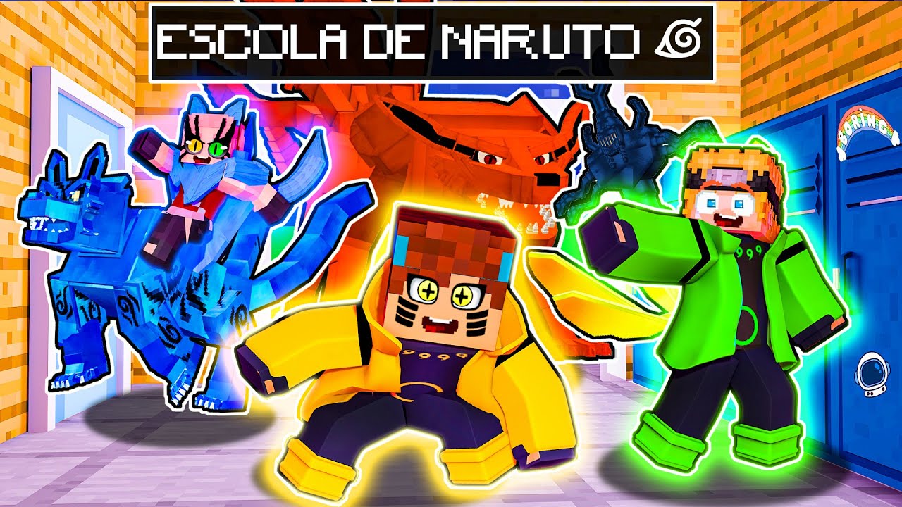 VIRAMOS JINCHUURIKIS na ESCOLA de NARUTO no Minecraft