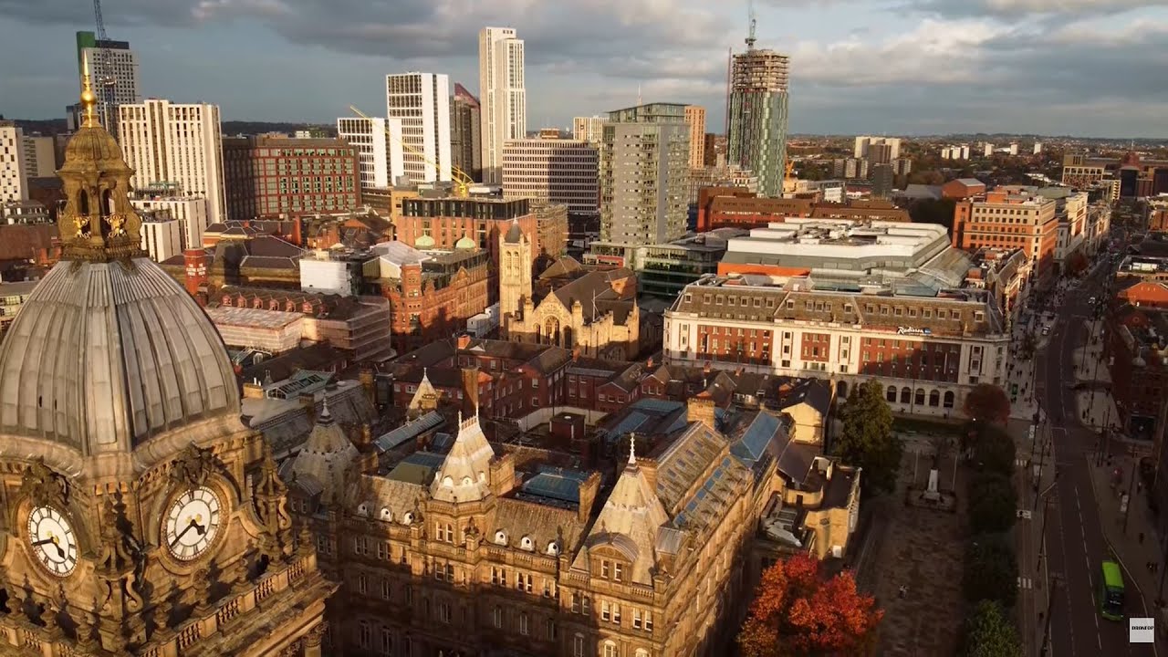 Leeds, UK - In the City #1 - 8 Min - Drone View with Alternative Rythm of Music